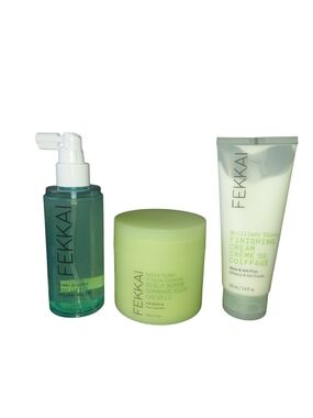 FEKKAI Green Hair Treatment Trio — Scalp Scrub, Finishing Cream & Volume Spray